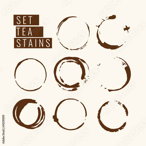 Set of isolated tea stains.