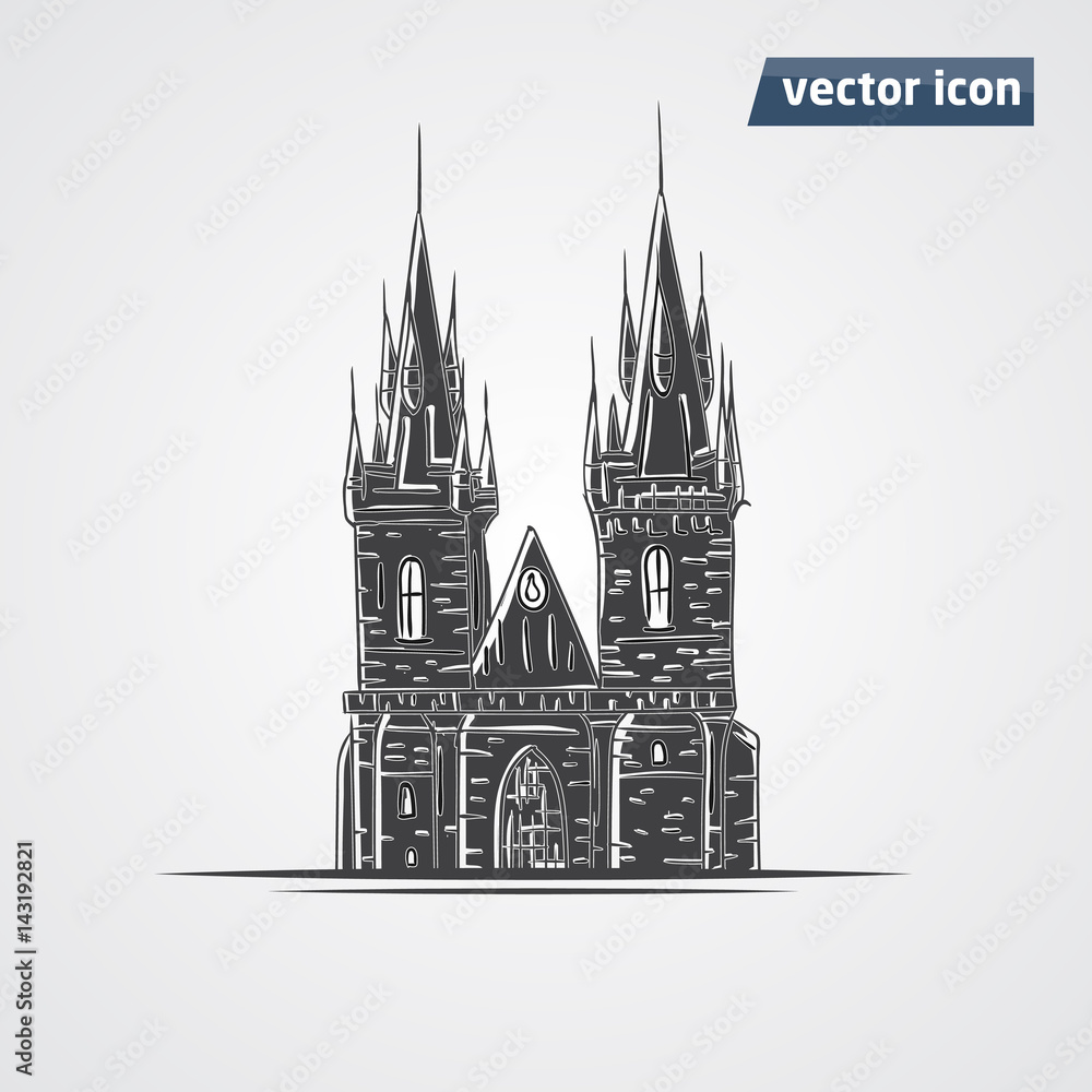 Tyn Church in Praha vector illustration