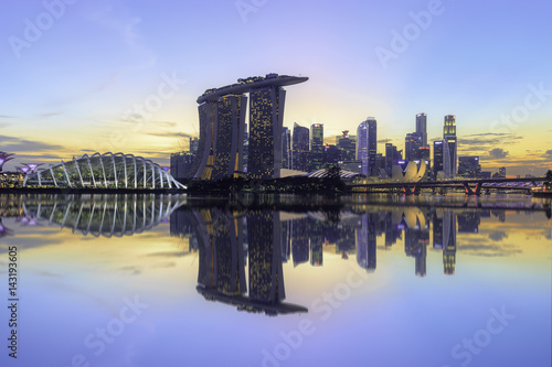 Photography Skyline Singapore during sunset