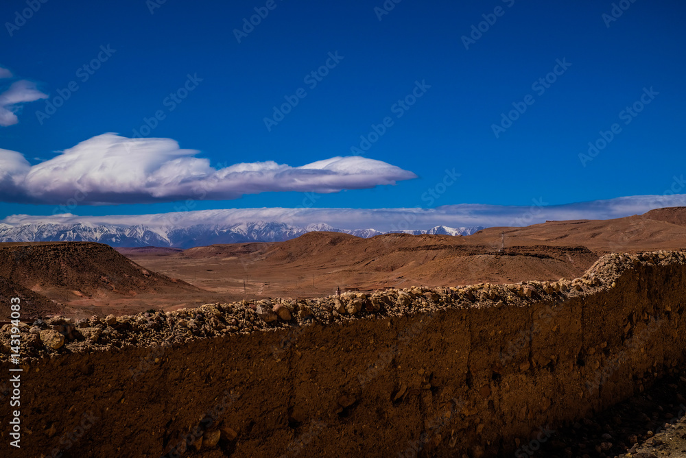 view on the desert and mountains in Morocco, North Africa