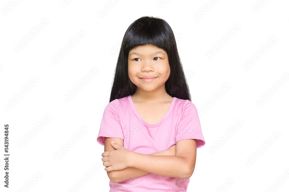 asian child cross one's arm isolated asian child cross one's arm isolated