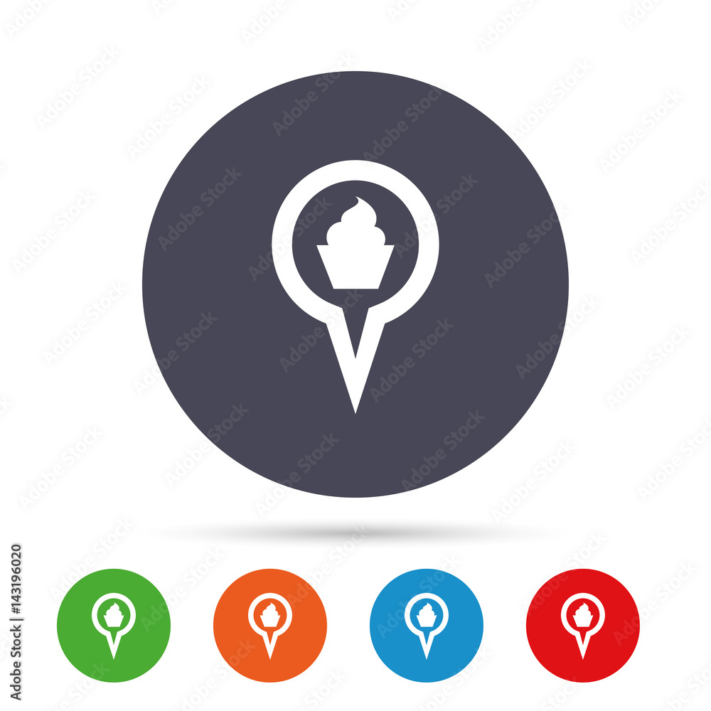 Map pointer food sign icon. Marker symbol. Map pointer food sign icon. Marker symbol.