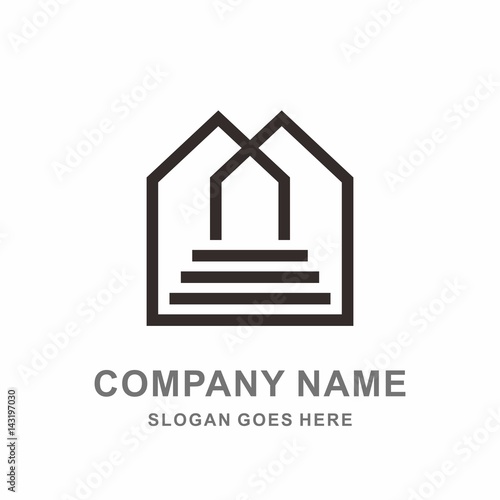 Building House Stairs Shape Architecture Interior Construction Real Estate Business Company Stock Vector Logo Design Template 