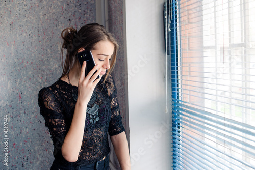 Girl speaks on phone