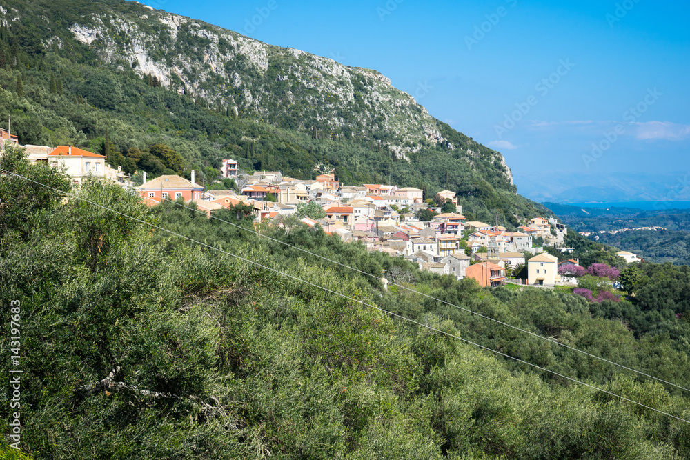 Lakones village in Corfu island, Greece