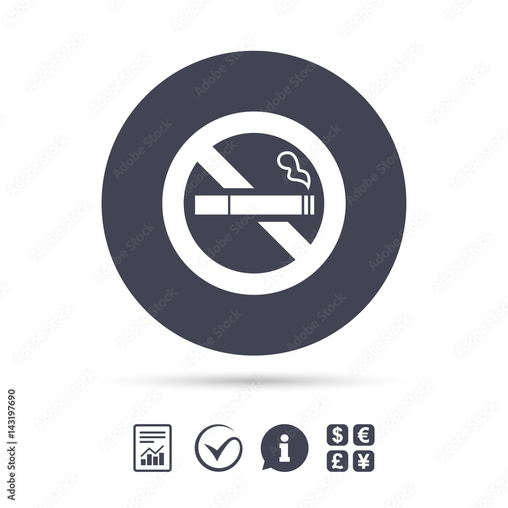 No Smoking sign icon. Cigarette symbol. No Smoking sign icon. Cigarette symbol.