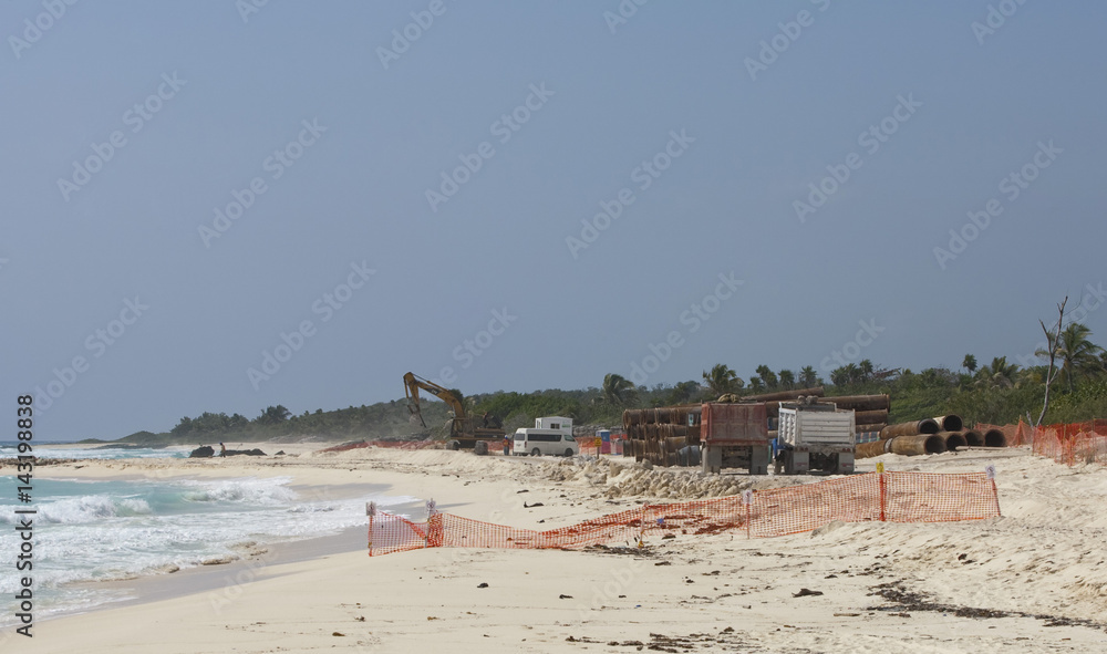 Constraction on Caribbian beach