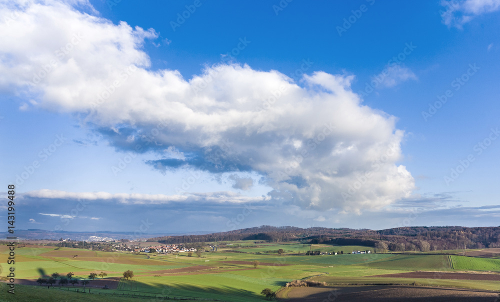 landscape with acre and blue sky at Ronneburg