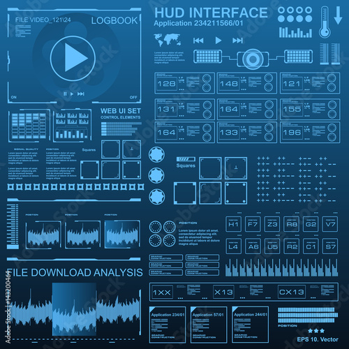 Futuristic blue virtual graphic touch user interface