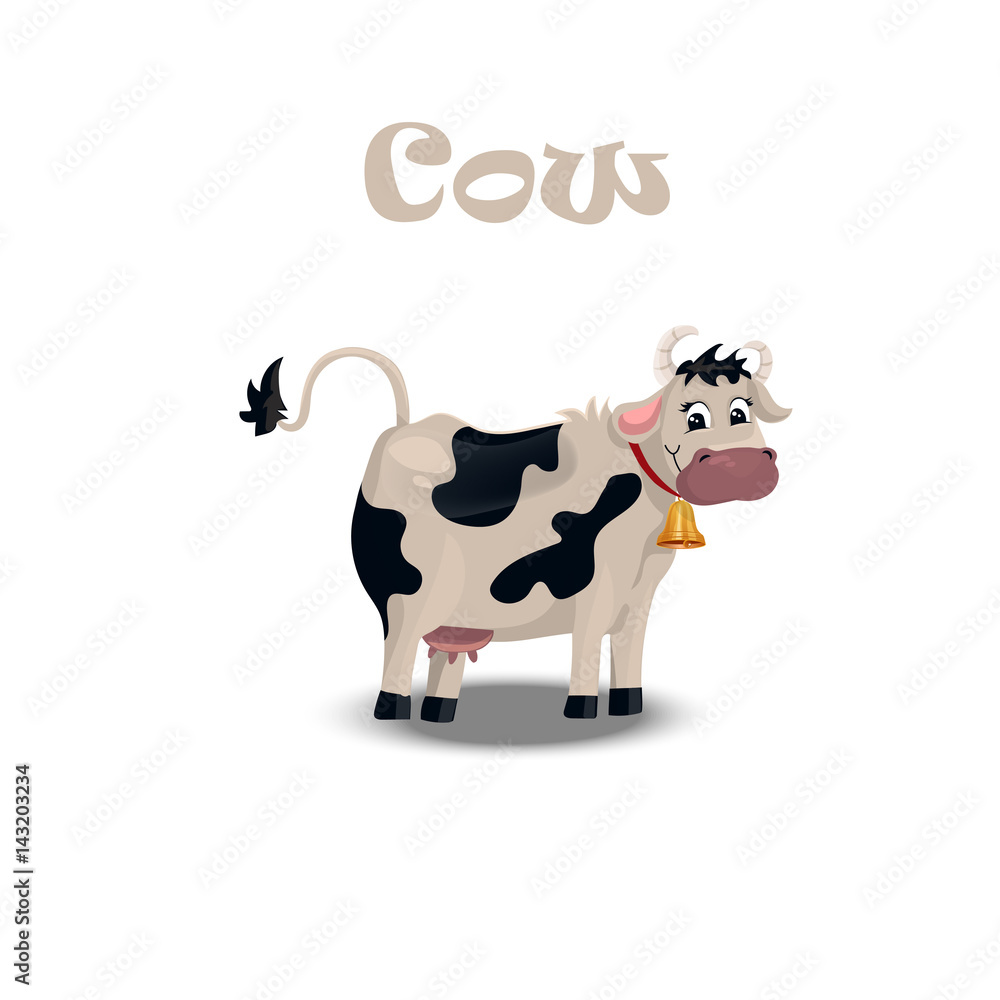 cute cow with bell