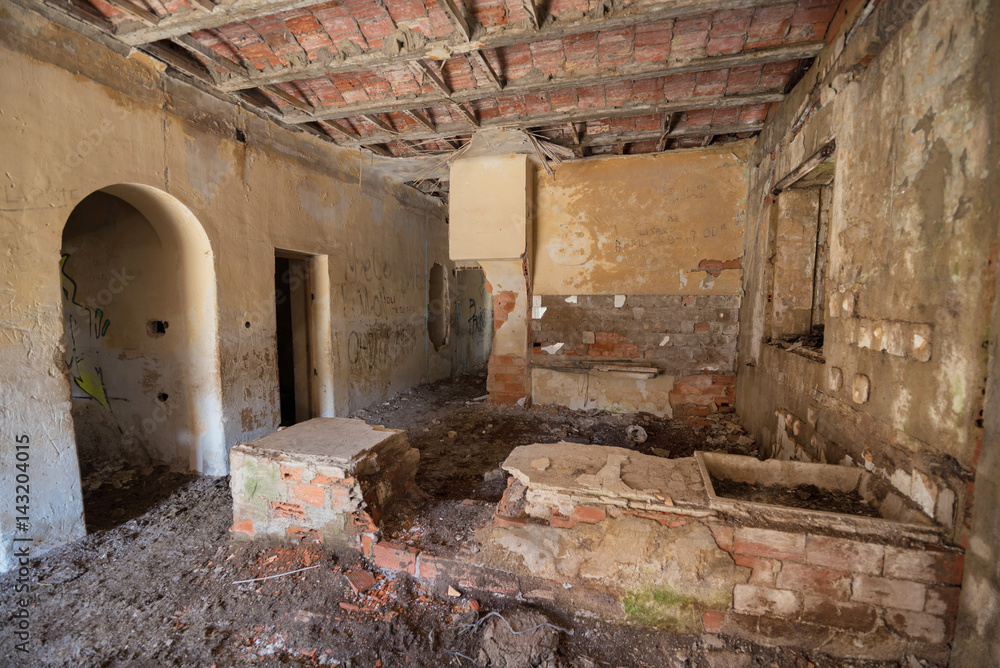 Interior of ruined house
