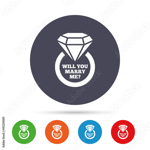 Marry me ring sign icon. Engagement symbol.