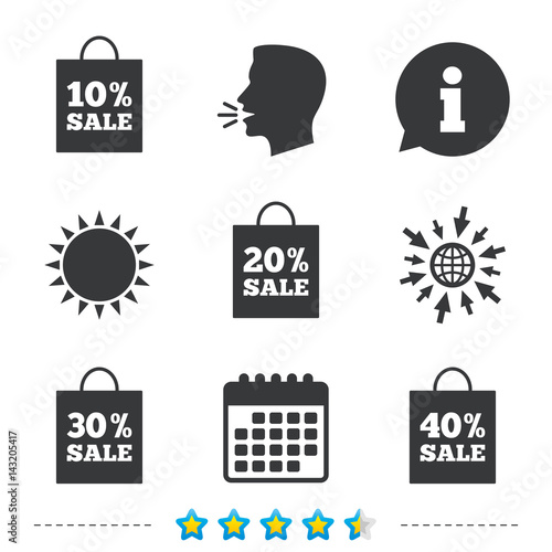 Sale bag tag icons. Discount symbols.