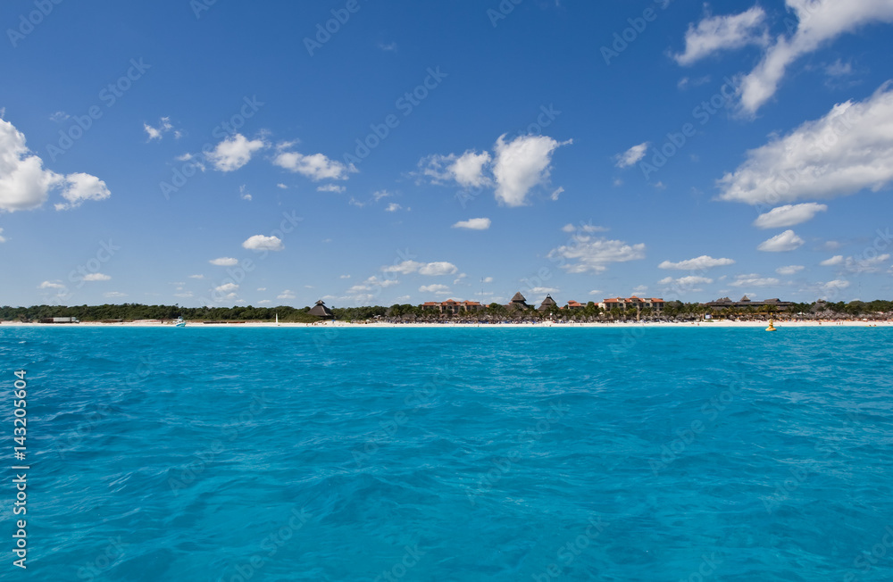View of a resort  coastline from a boat