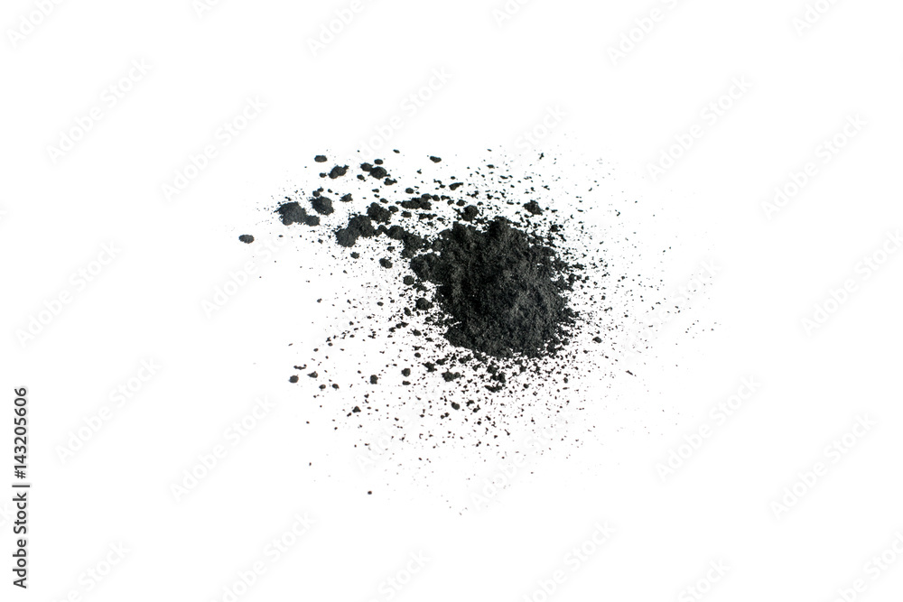 Activated charcoal powder shot with macro lens