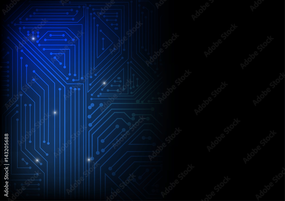 Vector : Electronic circuit on blue background