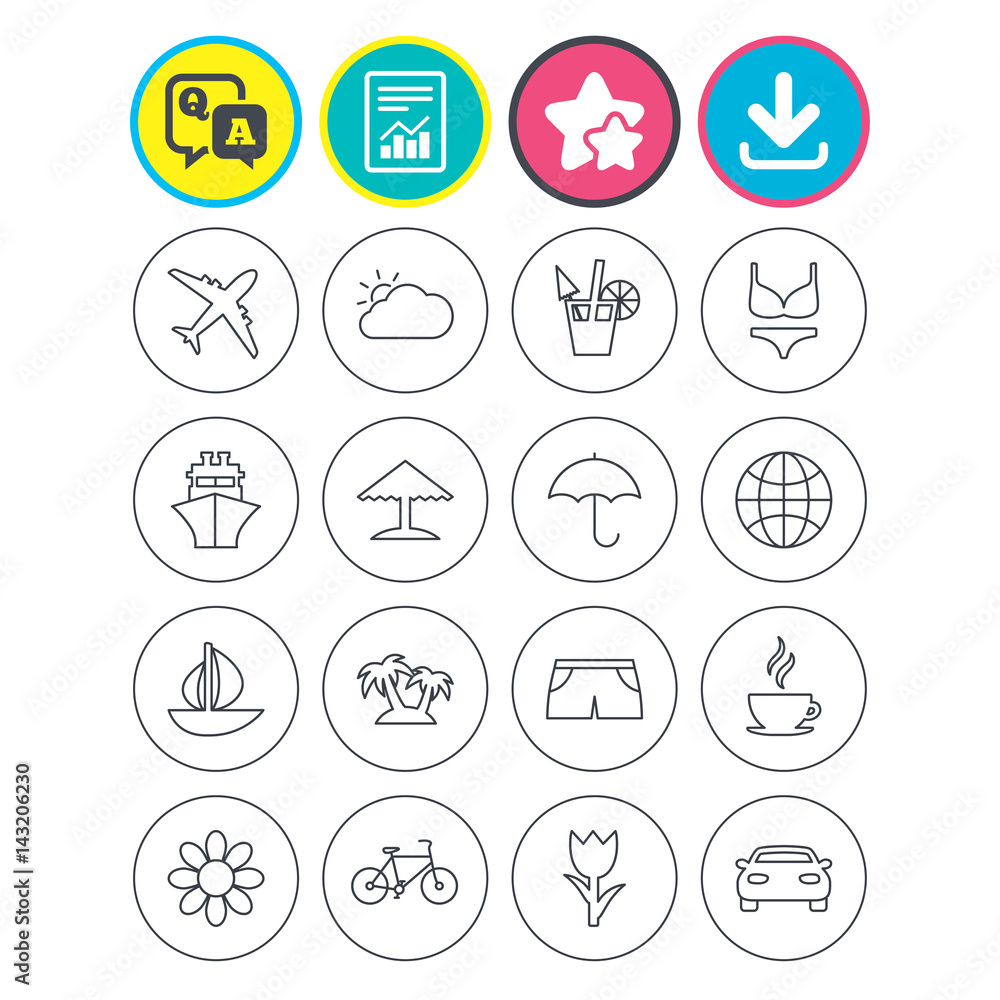 Travel icons. Ship, plane and car transport. Travel icons. Ship, plane and car transport.
