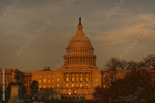 The US Capitol at sunset