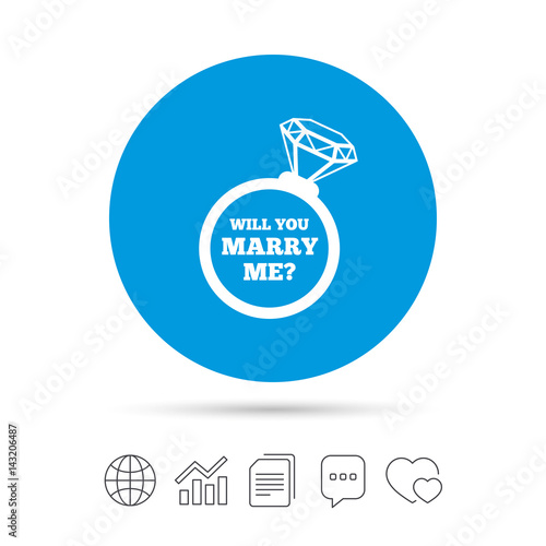 Marry me ring sign icon. Engagement symbol.