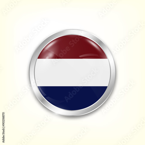 Free Download Round button national flag of Netherlands with the reflection of light and shadow. Icon country. Realistic vector illustration. - GFXLoad