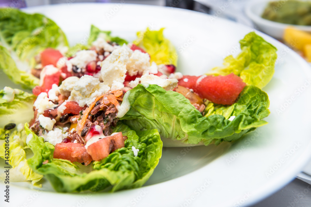 Salad from Quinoa, Black Barley, Watermelon and Feta Salad from Quinoa, Black Barley, Watermelon and Feta