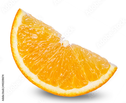 Fotografiet segment of fresh orange isolated on white background