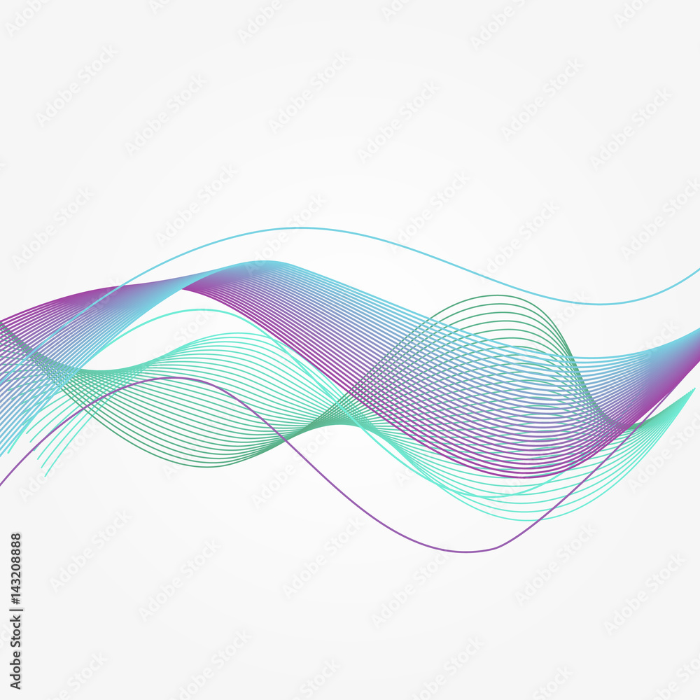 Fototapeta premium Blue Vector music sound waves. Abstract energy curve flow in modern style
