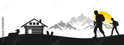 Silhouette Wandern Berge