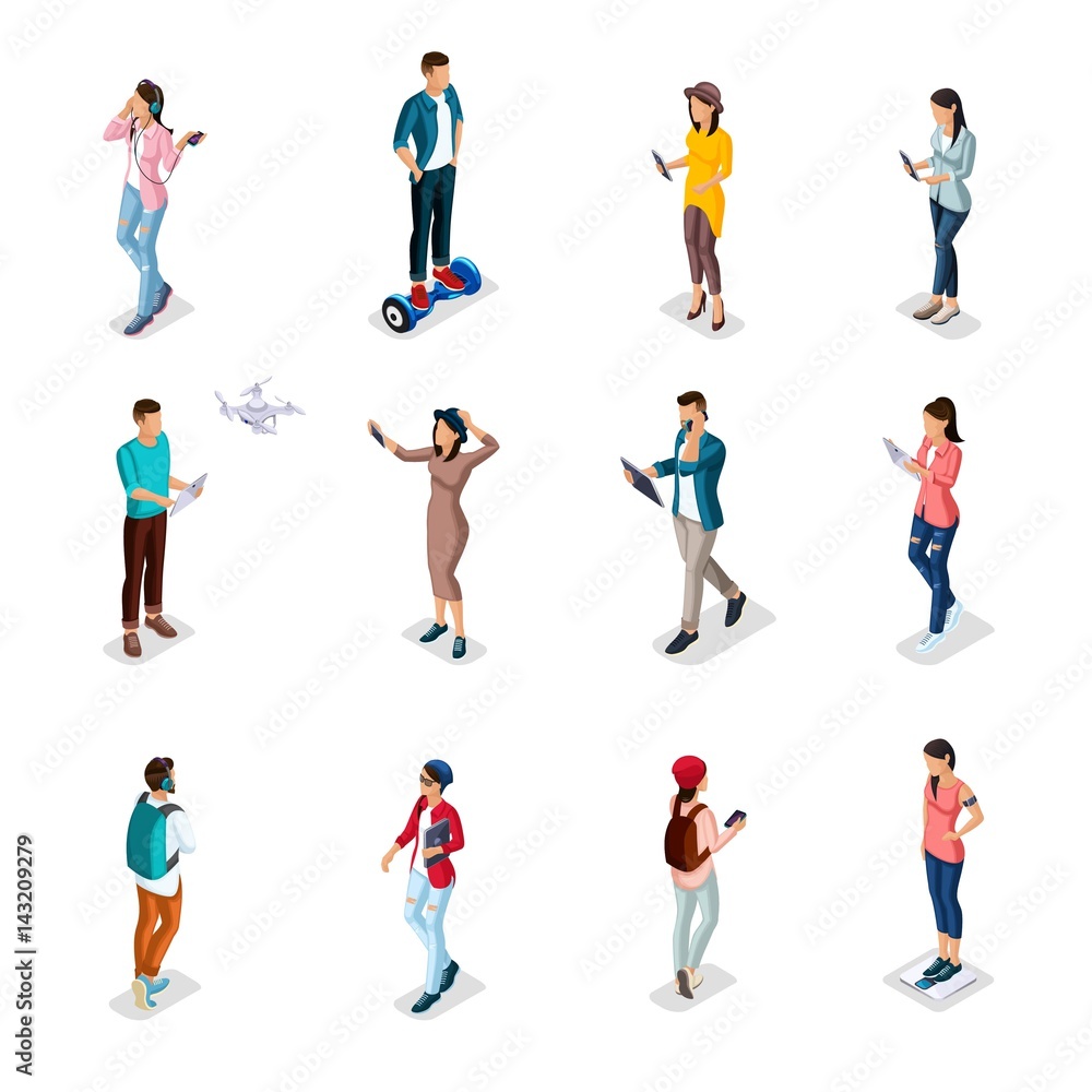 Trendy isometric people, a cabinet rear view of a laboratory, scientists, health care providers, research, experiments, analyzes, laboratory workers are isolated on a light background