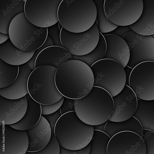 Abstract background of scattered black, dark, volumetric chips. Realistic illustration. Wallpapers for web sites