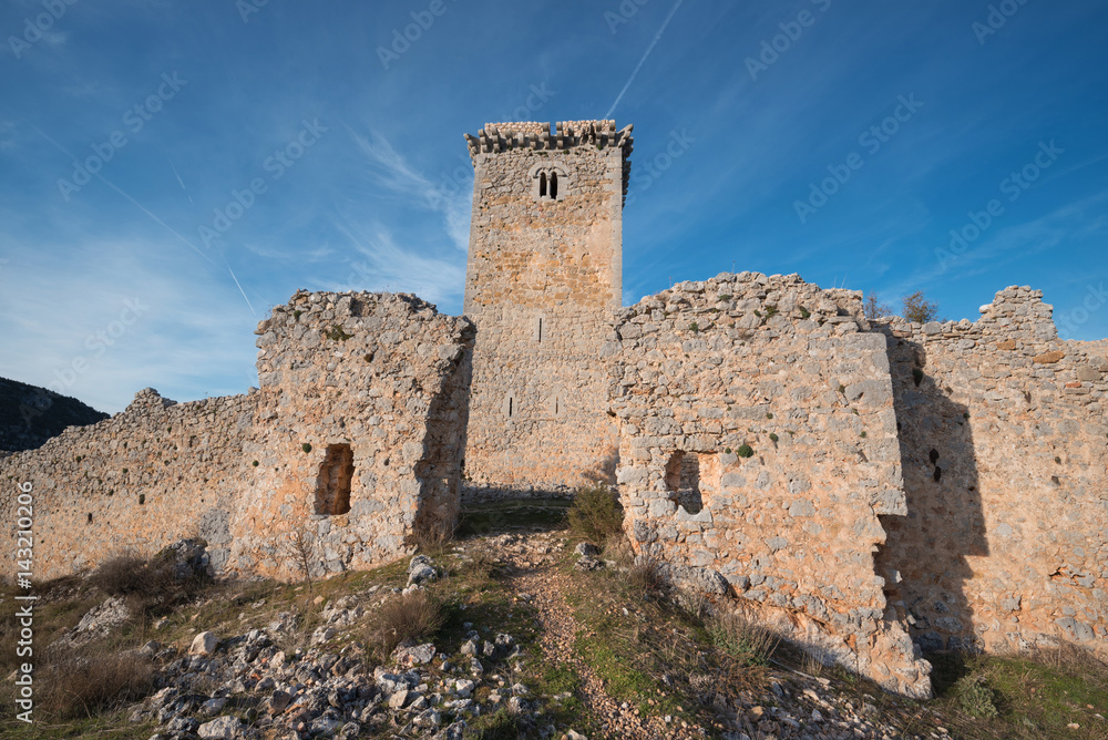 Ancient ruins of Ucero castle in Soria, Castilla y Leon, Spain.