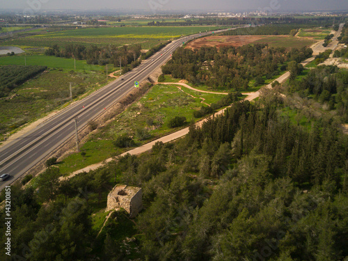 Top view of road and country side