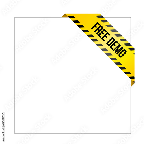 Yellow caution tape with words 'Free Demo'