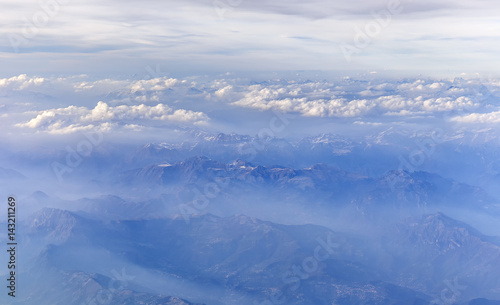 View of the mountains of Italy from the airplane