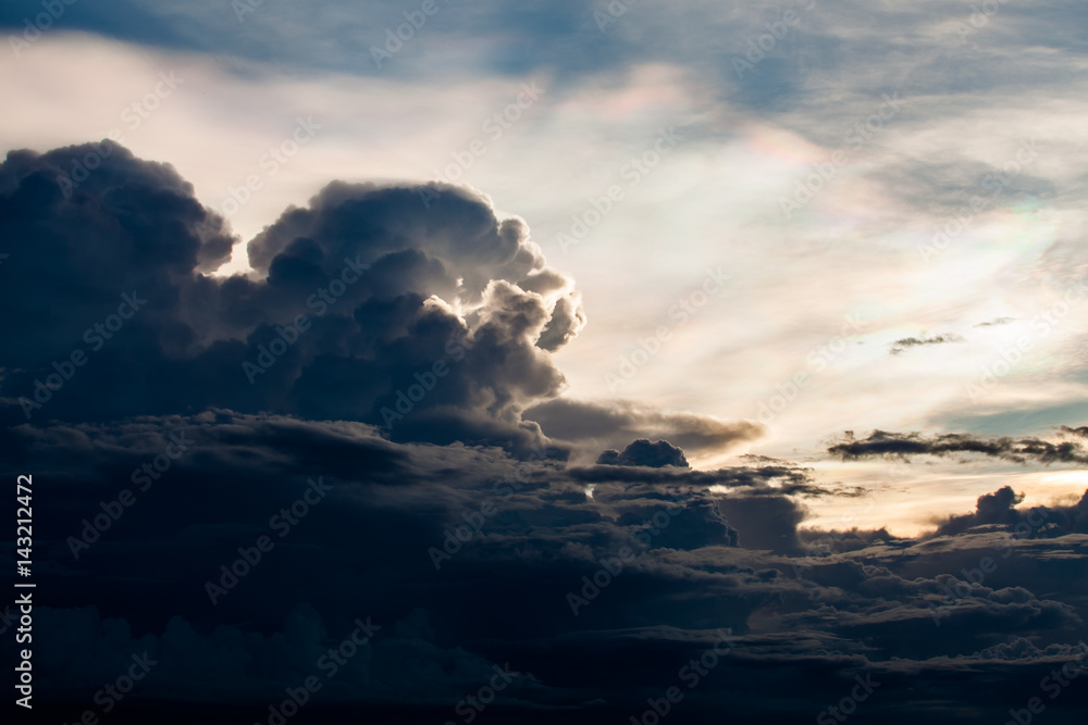 colorful dramatic sky with cloud at sunset
