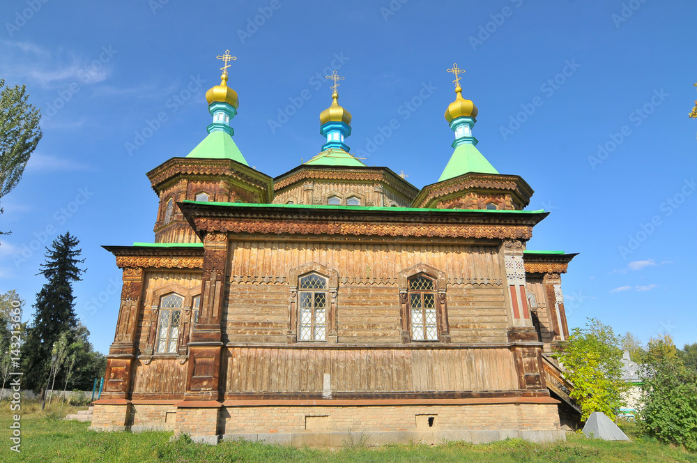 The Russian Orthodox Holy Trinity Cathedral in Karakol city in Kyrgyzstan


