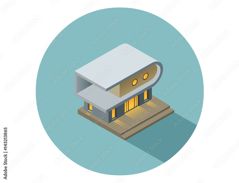 Vector isometric modern architecture building Vector isometric modern architecture building