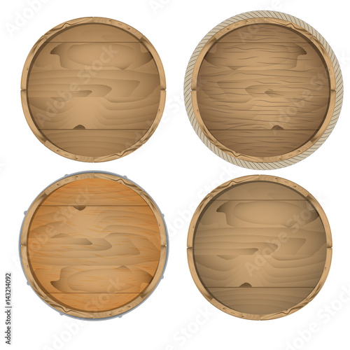 vector set of wooden barrels for beer, wine, rum, whiskey. vintage style for design.