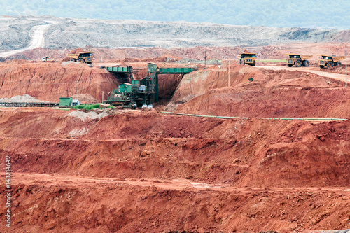 Part of a pit with big mining truck working