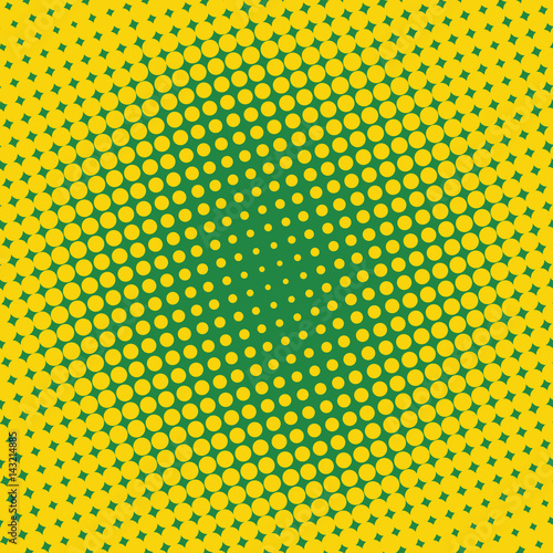Background halftone circle vector. yellow dots on green background. Halftone Effect. comic book retro print.