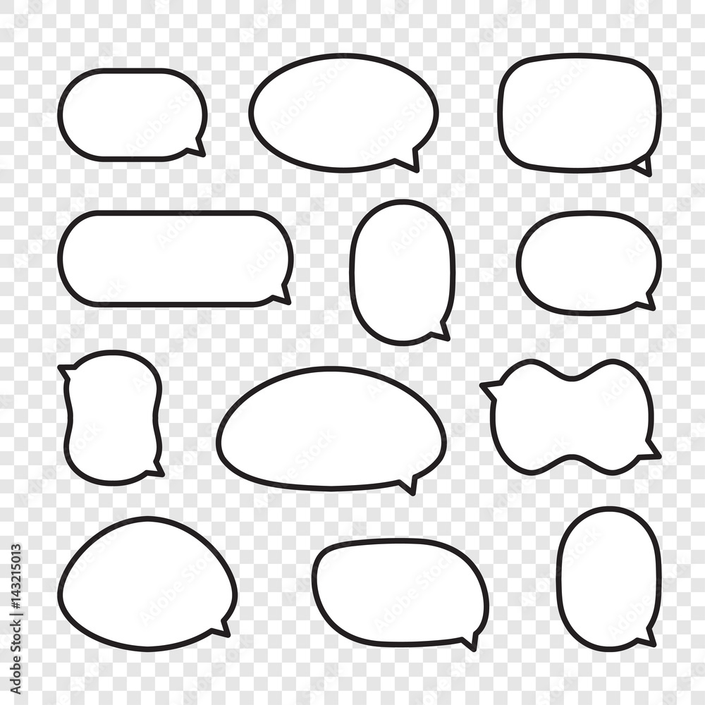 Set of rounded comic speech bubbles. Collection isolated vector image. Set of rounded comic speech bubbles. Collection isolated vector image.