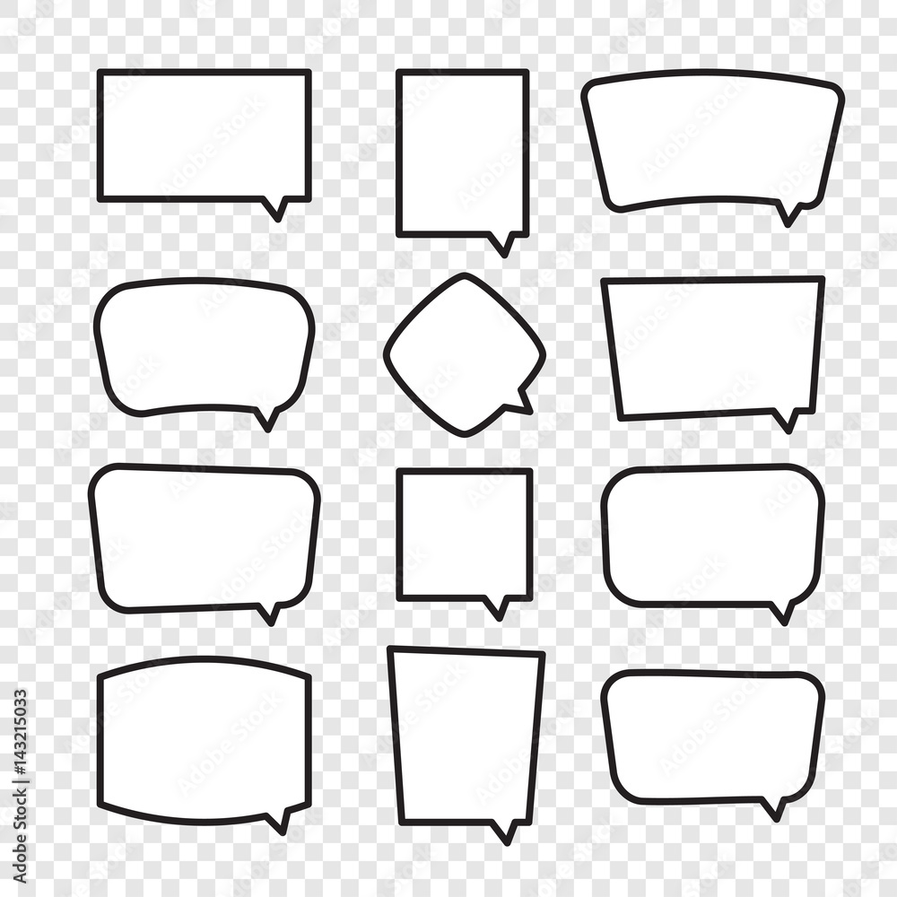 Set of rectangle comic speech bubbles. Collection isolated vector image. Set of rectangle comic speech bubbles. Collection isolated vector image.