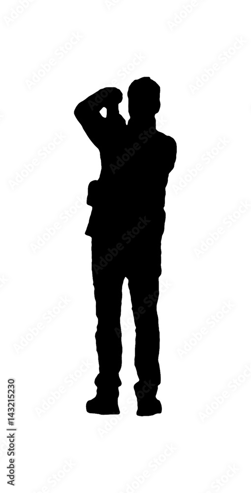 Man Taking a Photo Back View Silhouette Illustration