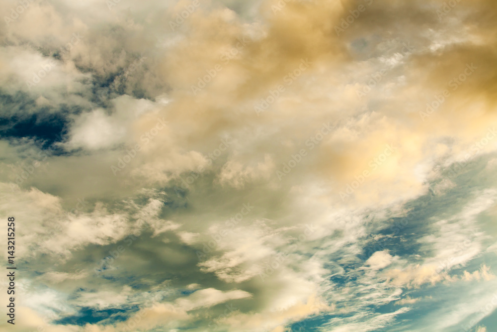 colorful dramatic sky with cloud at sunset