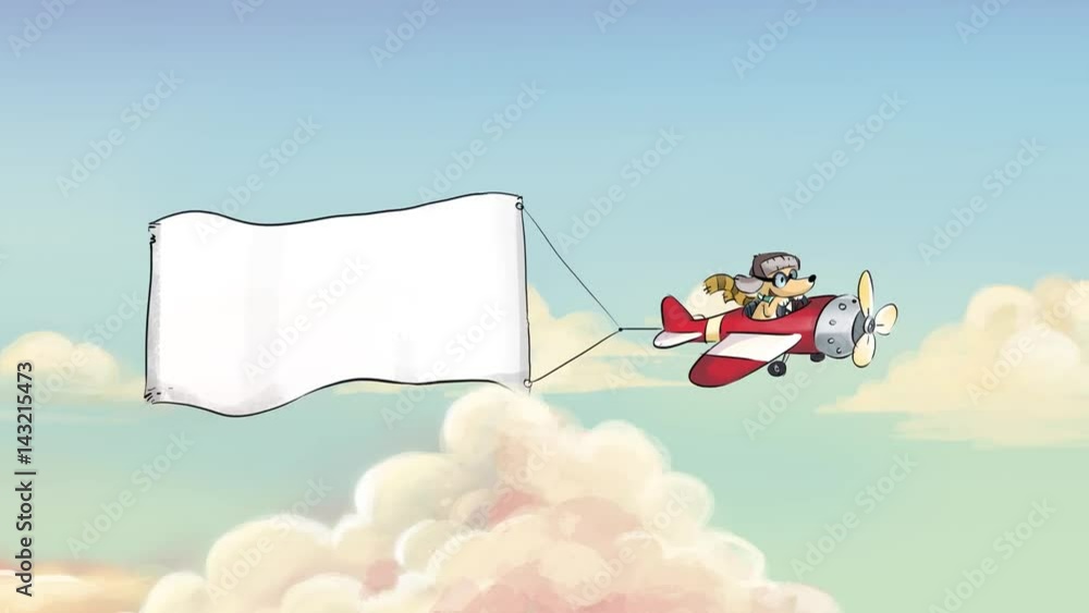 Avion con pancarta volando entre las nubes