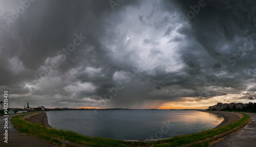 Heavy storm in Bucharest over Mill Lake