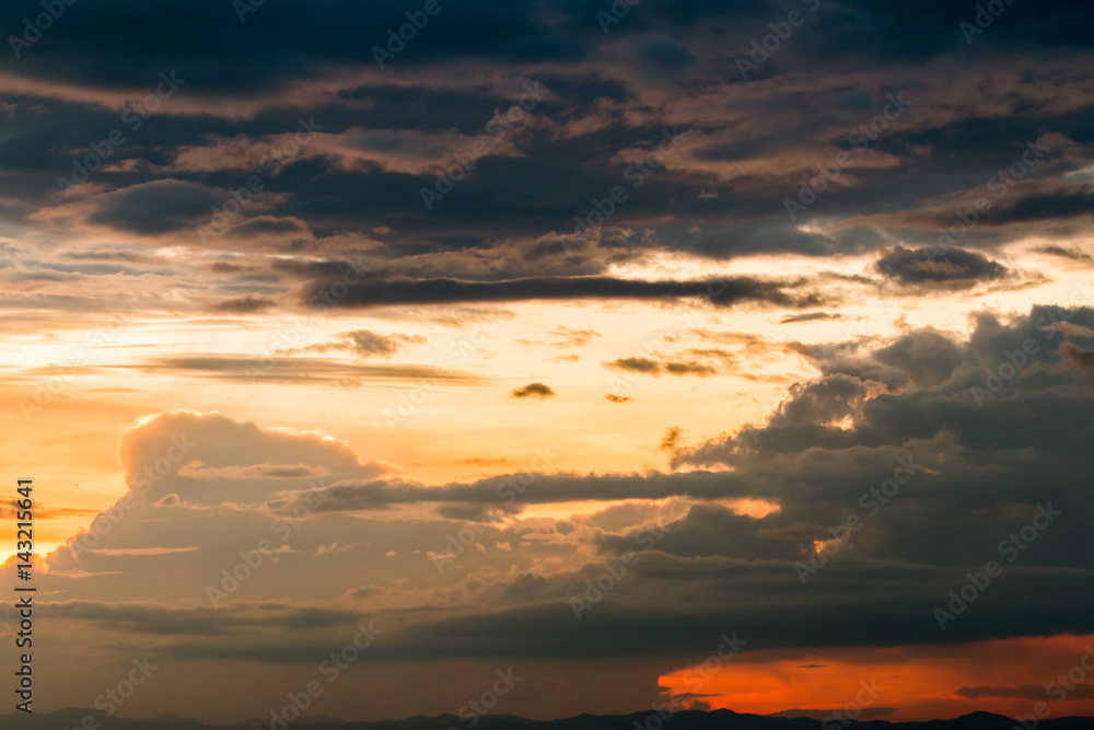 Fototapeta premium colorful dramatic sky with cloud at sunset