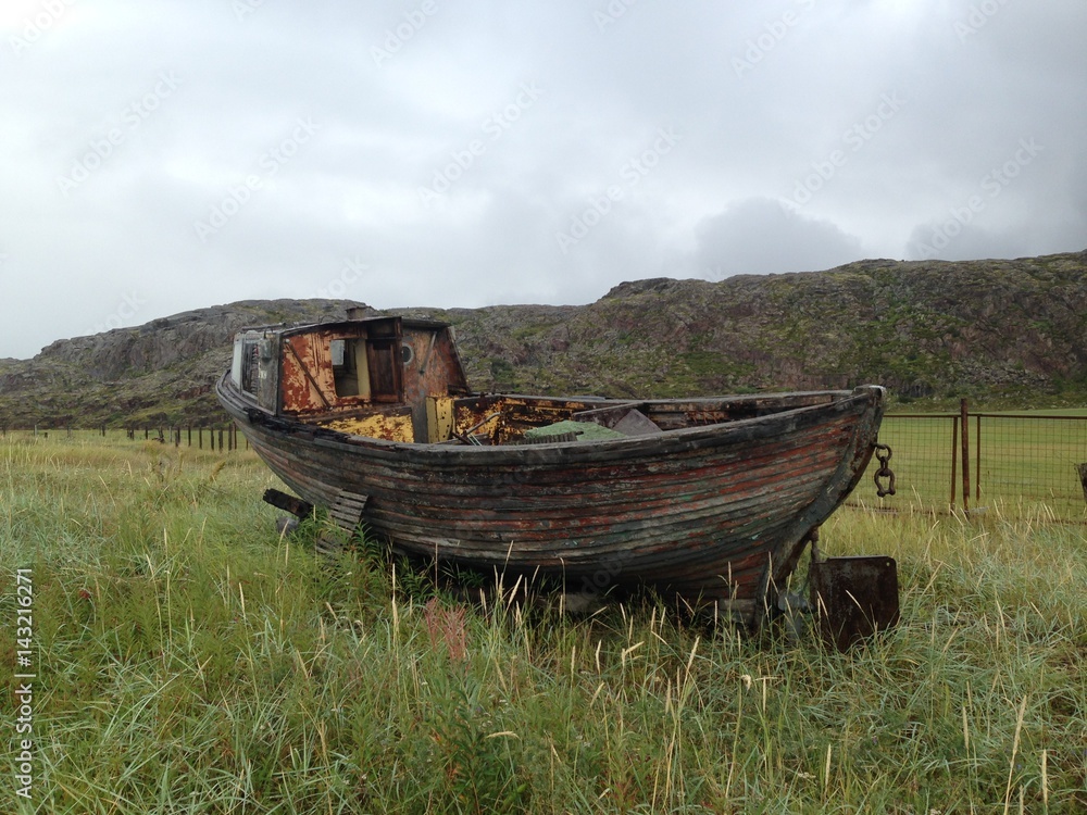 The old boat on the grass