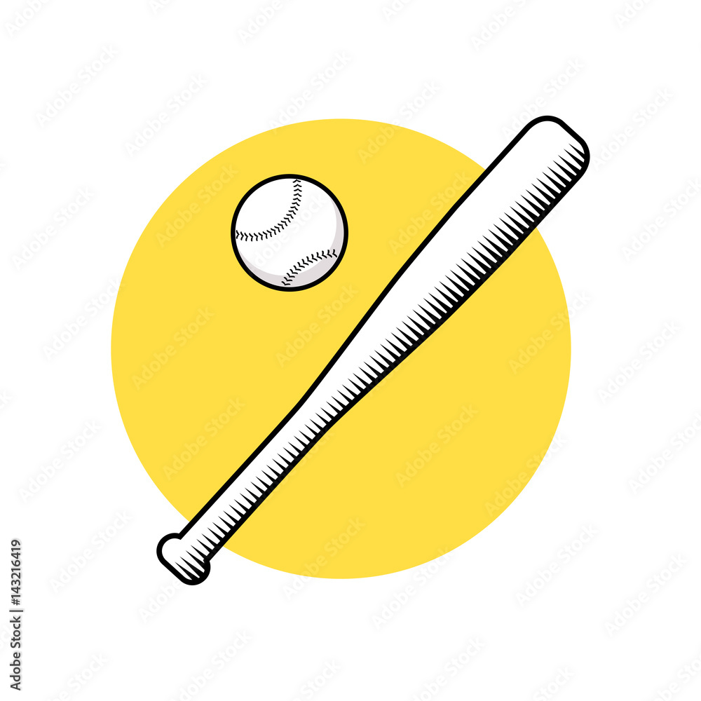 Baseball bat and ball. Vector illustration isolated on white background. Baseball bat and ball. Vector illustration isolated on white background.