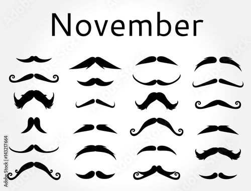 Mustache november vector set.